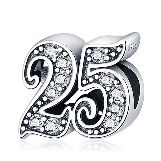 Maria Fonte Bead Charm 25 Anni Argento 925 Compatibile con Collane e Bracciali Pandora