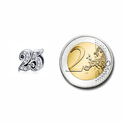 Maria Fonte Bead Charm 25 Anni Argento 925 Compatibile con Collane e Bracciali Pandora