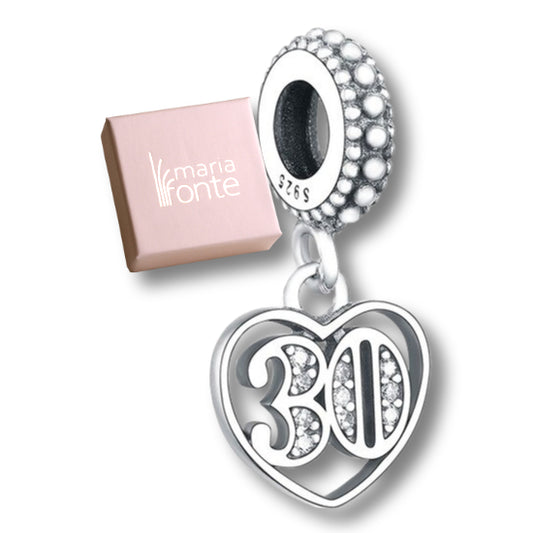 MariaFonte Bead Charm 30 Anni in Argento 925 Compatibile con Collane e Bracciali Pandora