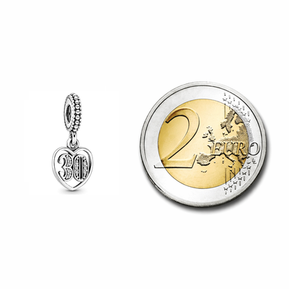 MariaFonte Bead Charm 30 Anni in Argento 925 Compatibile con Collane e Bracciali Pandora