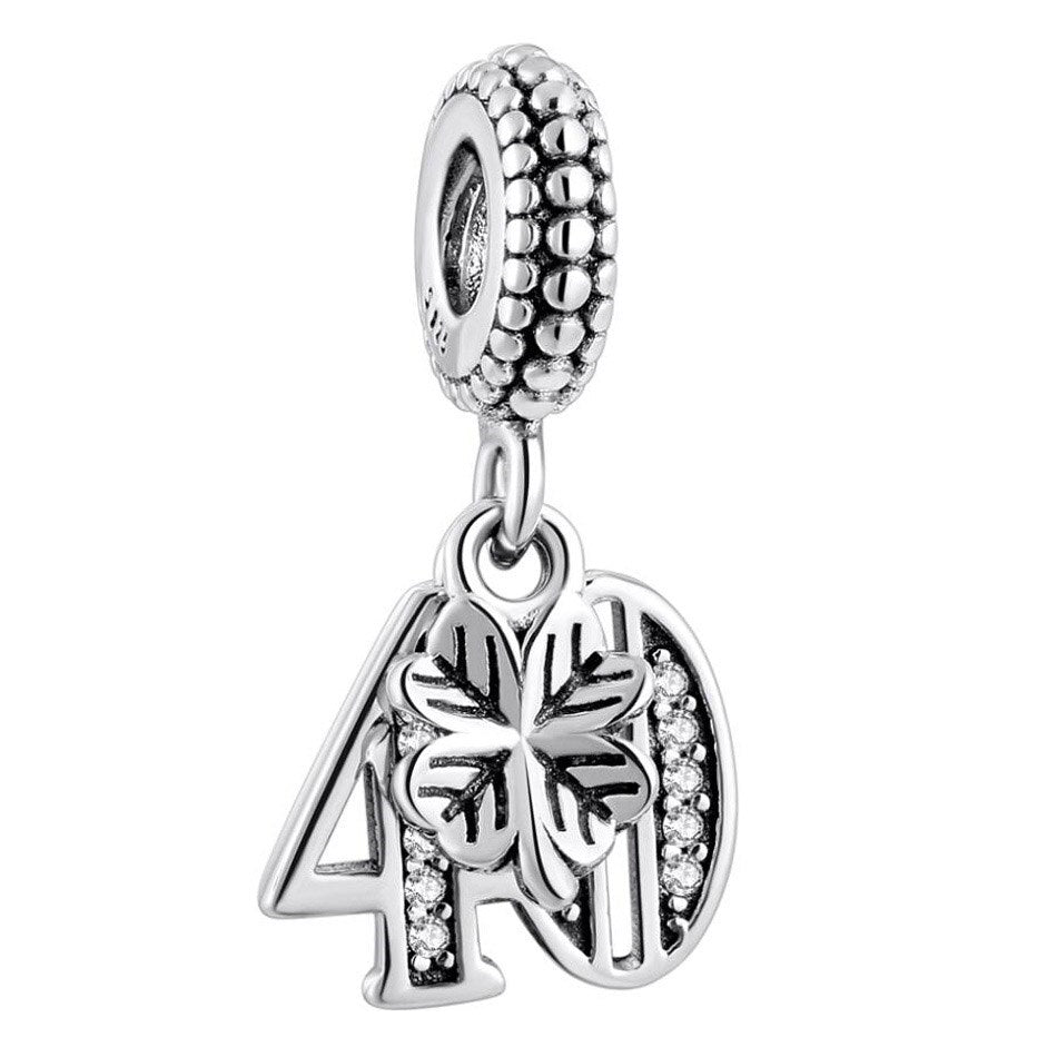MariaFonte Bead Charm 40 Anni in Argento 925 Compatibile con Collane e Bracciali Pandora