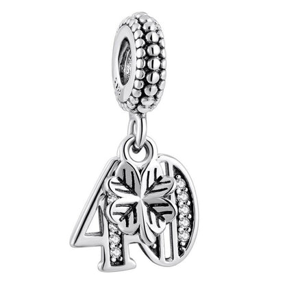 MariaFonte Bead Charm 40 Anni in Argento 925 Compatibile con Collane e Bracciali Pandora