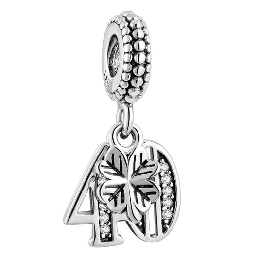 MariaFonte Bead Charm 40 Anni in Argento 925 Compatibile con Collane e Bracciali Pandora
