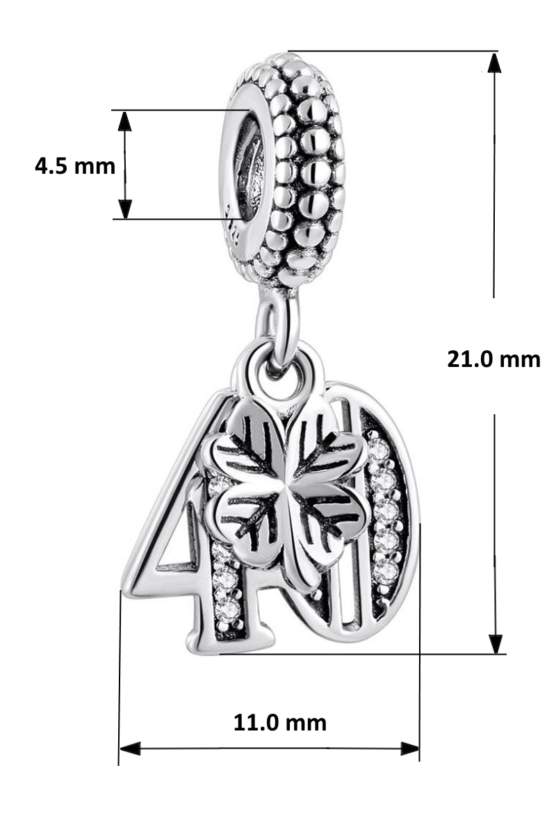 MariaFonte Bead Charm 40 Anni in Argento 925 Compatibile con Collane e Bracciali Pandora