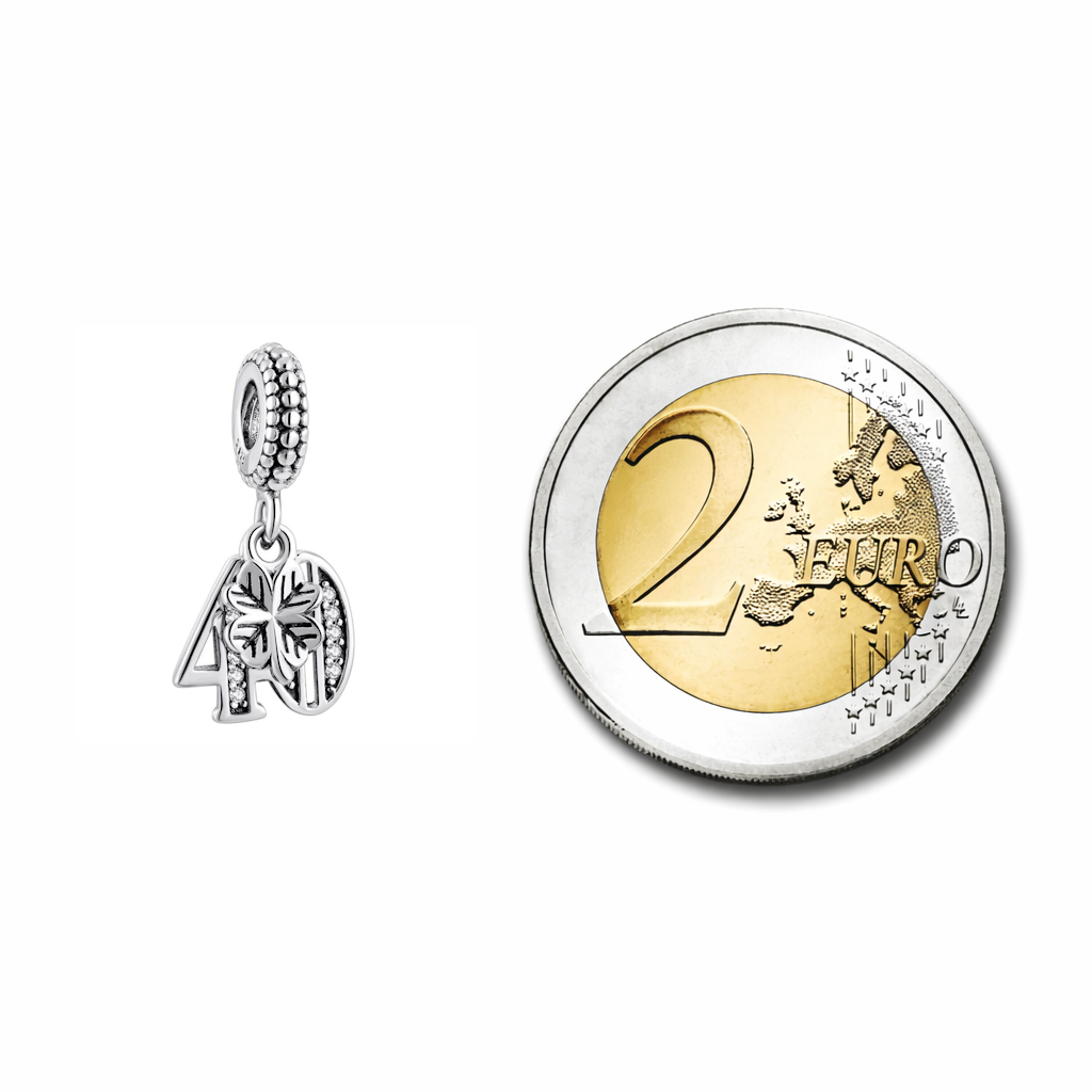 MariaFonte Bead Charm 40 Anni in Argento 925 Compatibile con Collane e Bracciali Pandora
