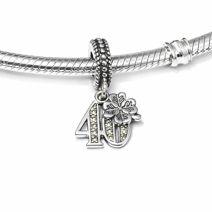 MariaFonte Bead Charm 40 Anni in Argento 925 Compatibile con Collane e Bracciali Pandora