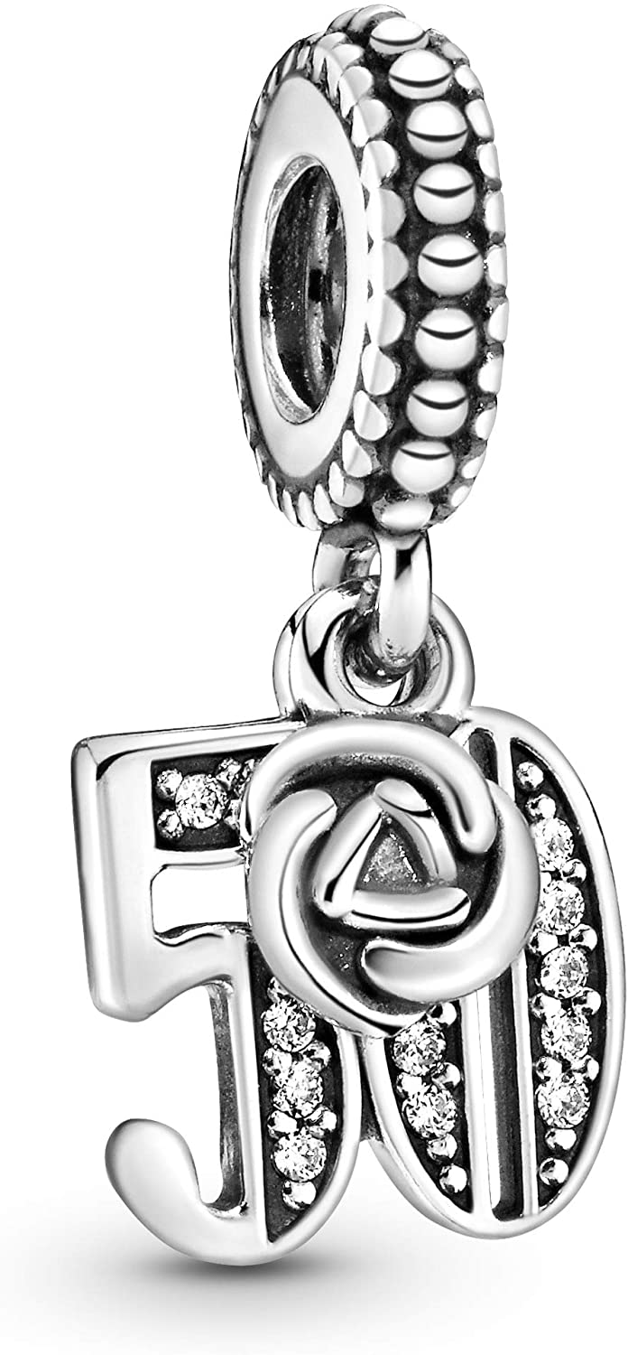 MariaFonte Bead Charm 50 Anni in Argento 925 Compatibile con Collane e Bracciali Pandora