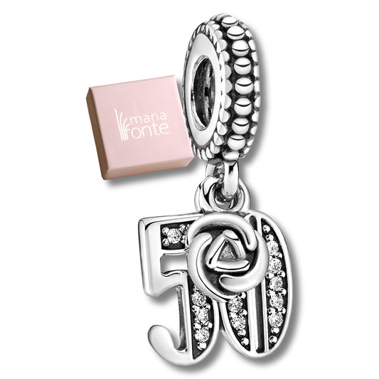 MariaFonte Bead Charm 50 Anni in Argento 925 Compatibile con Collane e Bracciali Pandora