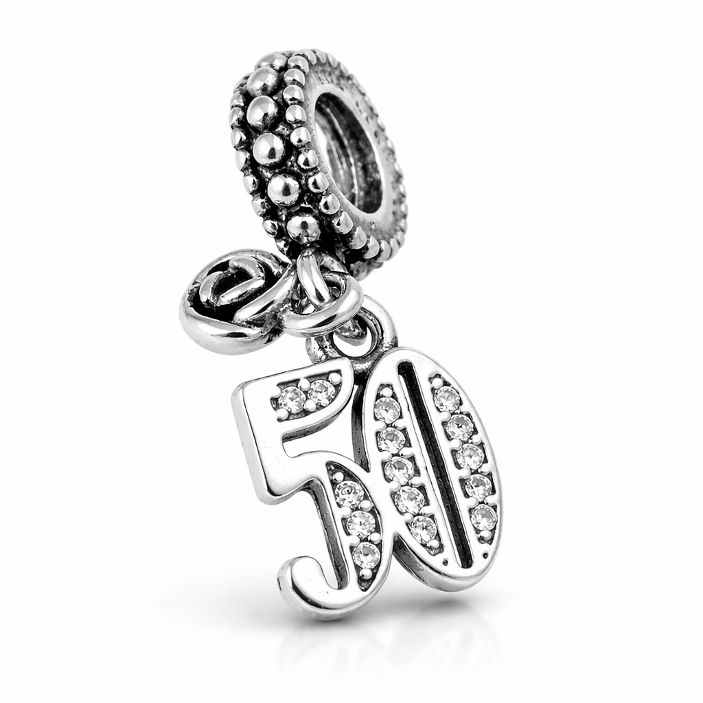 MariaFonte Bead Charm 50 Anni in Argento 925 Compatibile con Collane e Bracciali Pandora