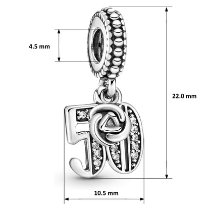 MariaFonte Bead Charm 50 Anni in Argento 925 Compatibile con Collane e Bracciali Pandora