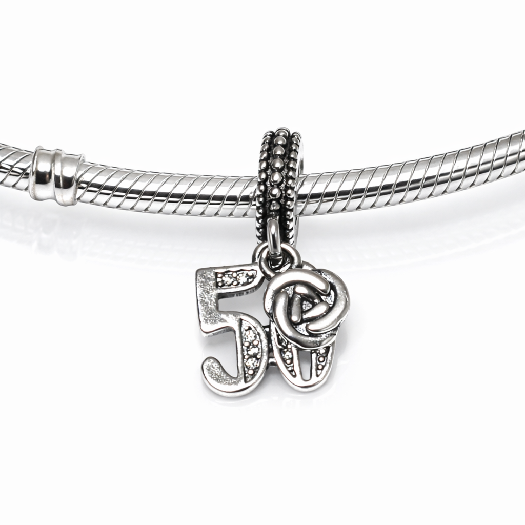 MariaFonte Bead Charm 50 Anni in Argento 925 Compatibile con Collane e Bracciali Pandora
