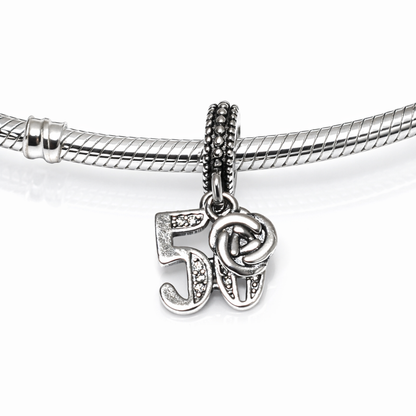 MariaFonte Bead Charm 50 Anni in Argento 925 Compatibile con Collane e Bracciali Pandora