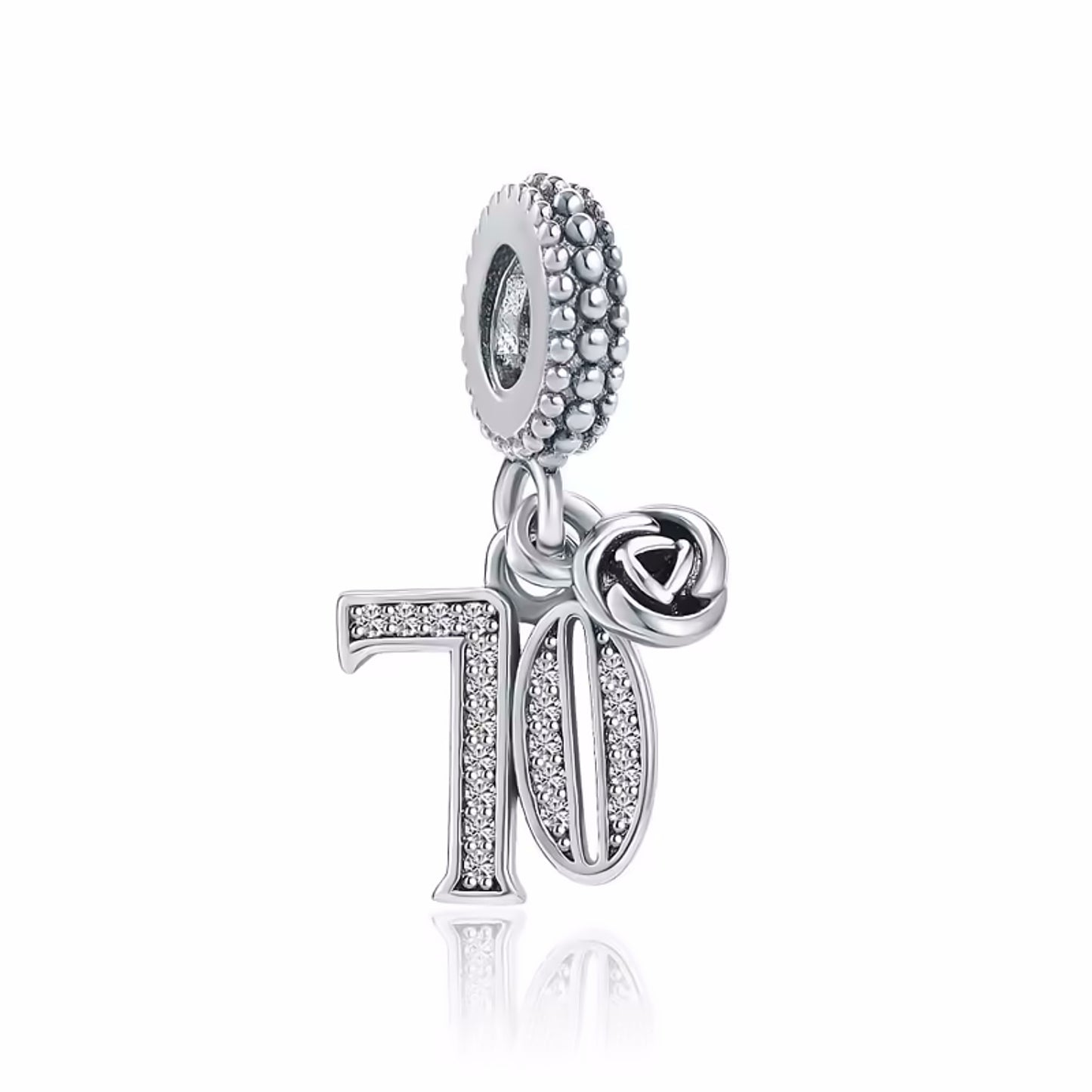 MariaFonte Bead Charm 70 Anni in Argento Compatibile con Collane e Bracciali