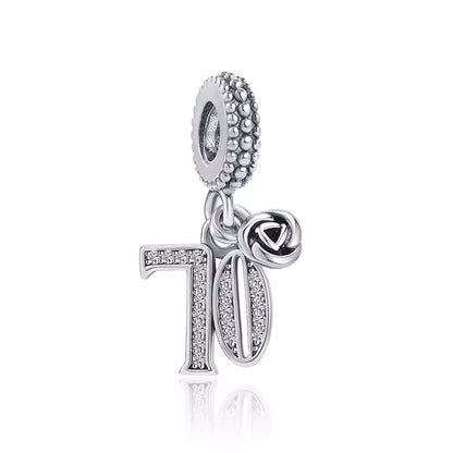 MariaFonte Bead Charm 70 Anni in Argento Compatibile con Collane e Bracciali