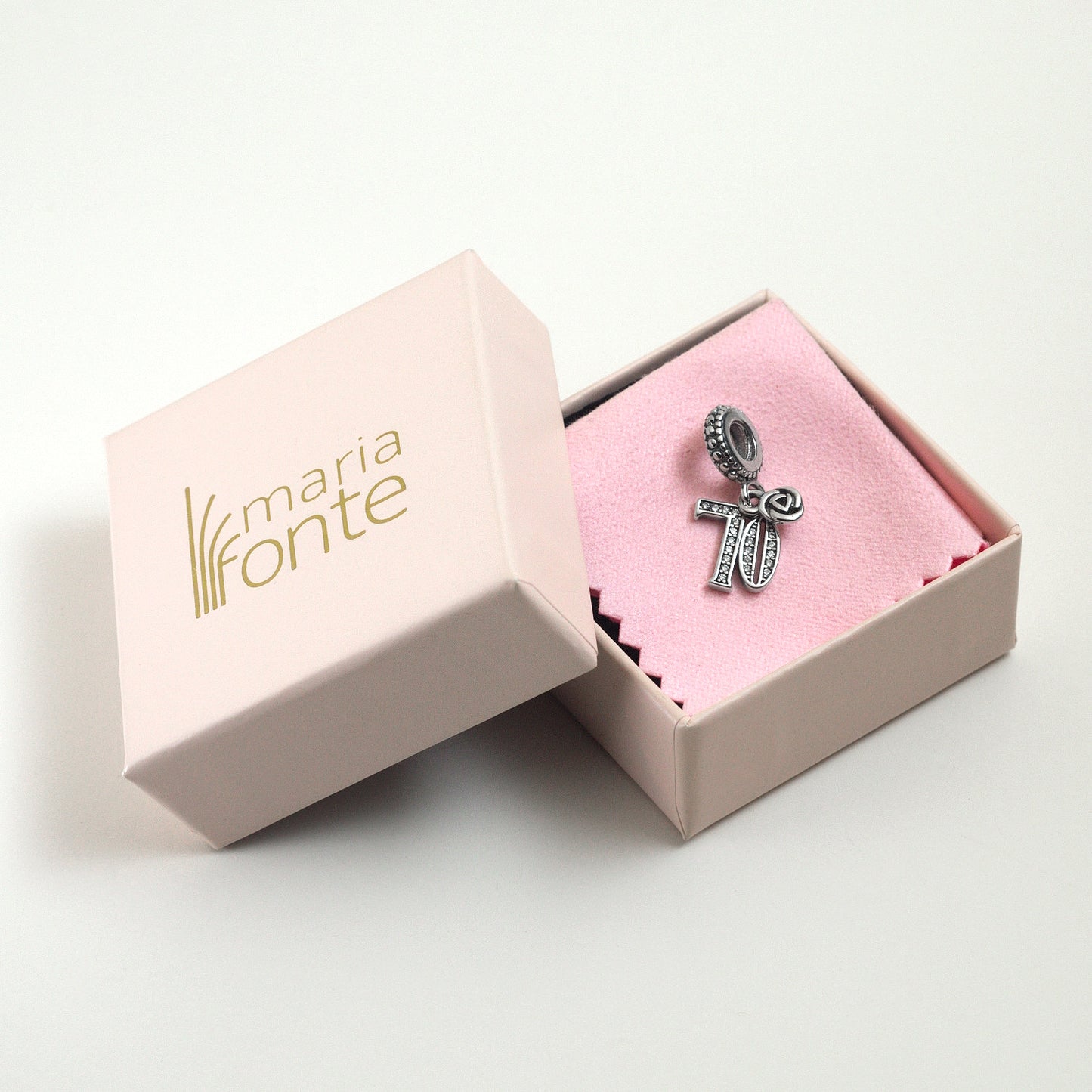 MariaFonte Bead Charm 70 Anni in Argento Compatibile con Collane e Bracciali