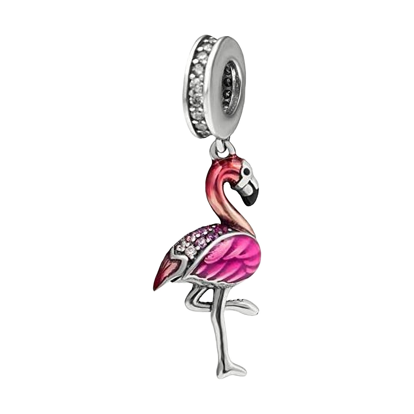 MariaFonte Charm Fenicottero Rosa Portafortuna Argento 925 Compatibile con Collane e Bracciali Pandora