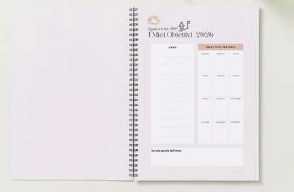 Contenuto Digitale - Planner Agenda Settimanale Mensile 2026 con Calendario - Organizza il Tuo Anno con Obiettivi, Note, Intuizioni - Lingua Italiano
