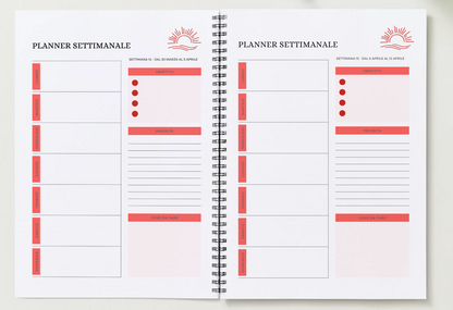 Contenuto Digitale - Planner Agenda Settimanale Mensile 2026 con Calendario - Organizza il Tuo Anno con Obiettivi, Note, Intuizioni - Lingua Italiano