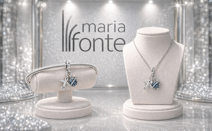 MariaFonte Charm Ciondolo Aereo Mappamodno Viaggio Argento 925 con Zirconia Compatibile con Collane e Bracciali