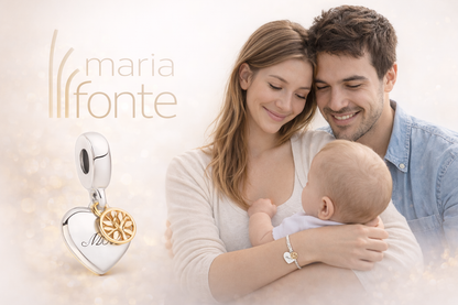 MariaFonte Charm Albero della Famiglia Cuore You are the heart of our Family (sei il cuore della nostra famiglia) Argento 925 Oro 14K Compatibile con Collane e Bracciali Pandora