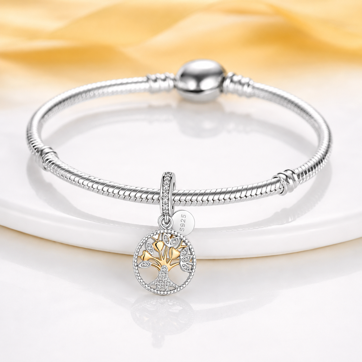 Maria Fonte Bead Charm Ciondolo a Forma di Albero della Vita in Argento 925 Compatibile con Collane e Bracciali Pandora