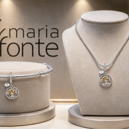 Maria Fonte Bead Charm Ciondolo a Forma di Albero della Vita in Argento 925 Compatibile con Collane e Bracciali Pandora