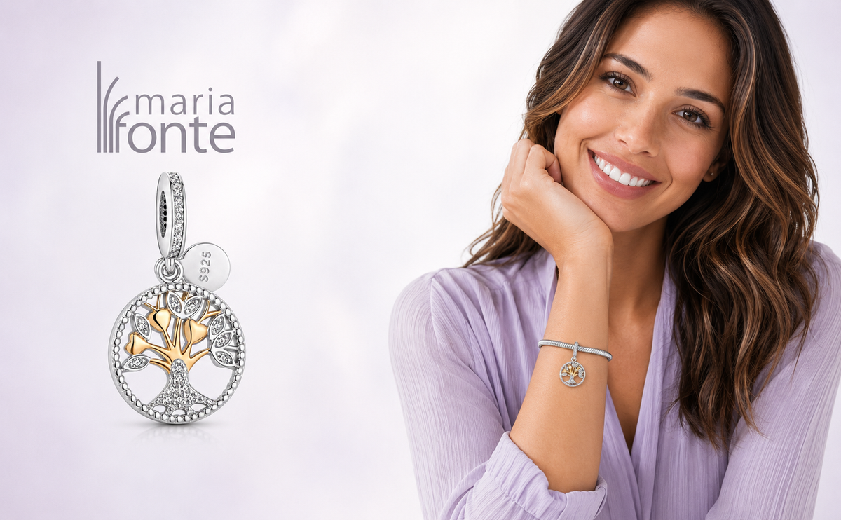 Maria Fonte Bead Charm Ciondolo a Forma di Albero della Vita in Argento 925 Compatibile con Collane e Bracciali Pandora