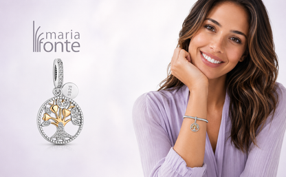 Maria Fonte Bead Charm Ciondolo a Forma di Albero della Vita in Argento 925 Compatibile con Collane e Bracciali Pandora