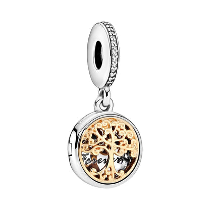 Maria Fonte Bead Charm Ciondolo  Albero della Vita Oro Family Forever in Argento 925 Compatibile con Collane e Bracciali Pandora