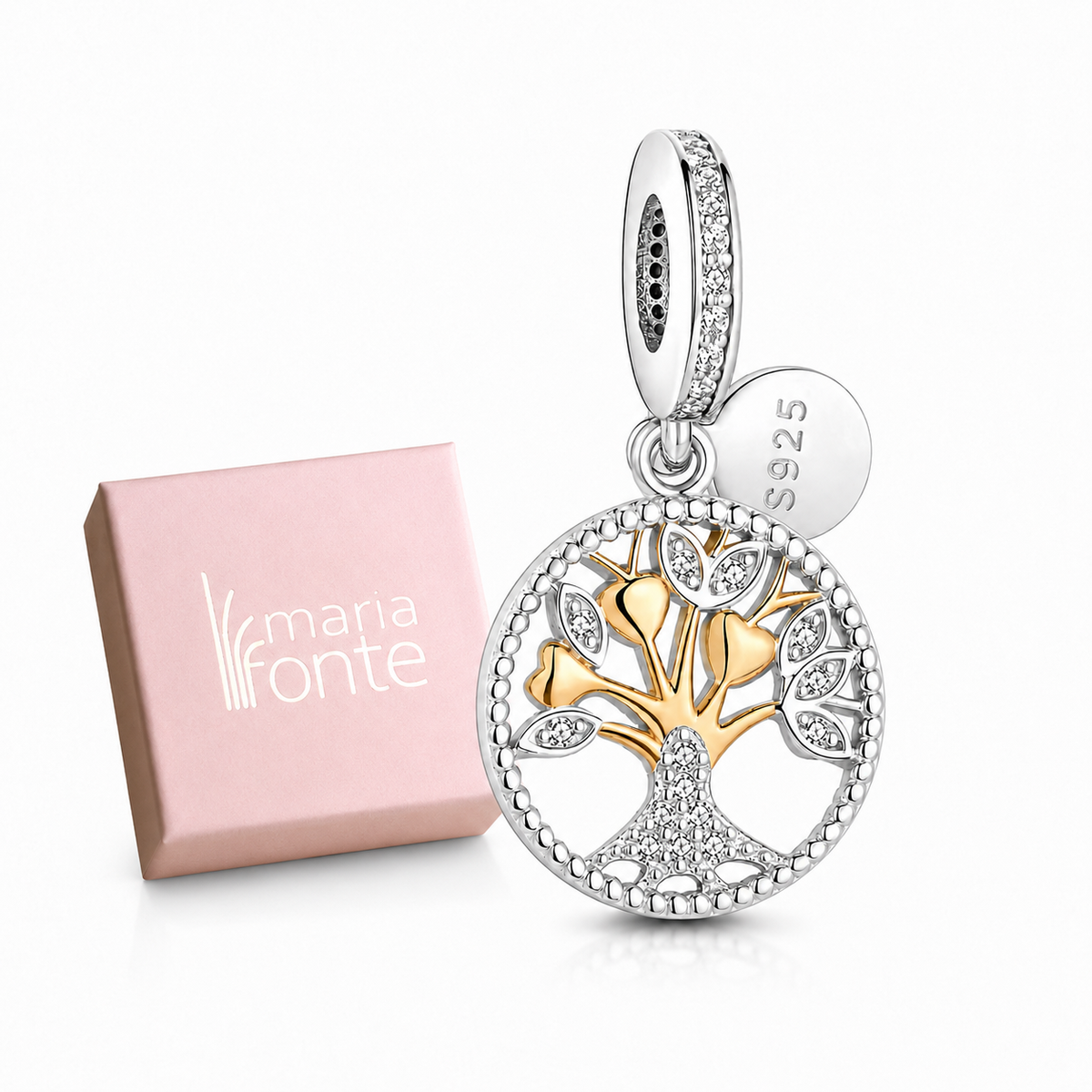 Maria Fonte Bead Charm Ciondolo a Forma di Albero della Vita in Argento 925 Compatibile con Collane e Bracciali Pandora