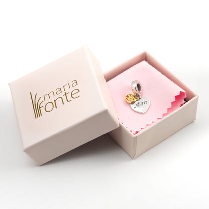 MariaFonte Charm Albero della Famiglia Cuore You are the heart of our Family (sei il cuore della nostra famiglia) Argento 925 Oro 14K Compatibile con Collane e Bracciali Pandora