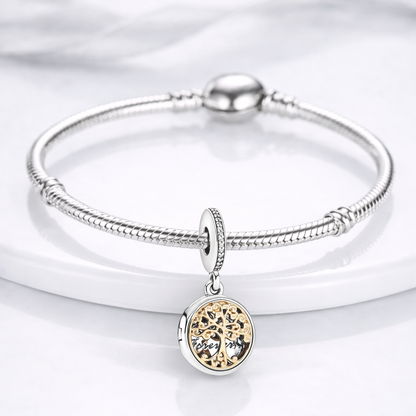Maria Fonte Bead Charm Ciondolo  Albero della Vita Oro Family Forever in Argento 925 Compatibile con Collane e Bracciali Pandora
