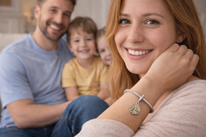 Maria Fonte Bead Charm Ciondolo  Albero della Vita Oro Family Forever in Argento 925 Compatibile con Collane e Bracciali Pandora