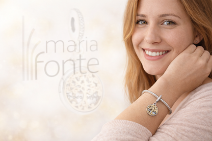 Maria Fonte Bead Charm Ciondolo  Albero della Vita Oro Family Forever in Argento 925 Compatibile con Collane e Bracciali Pandora