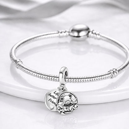 MariaFonte Charm Ciondolo Animaletti Amicizia Volpe Orsetto Scoiattolo Argento 925 Compatibile con Collane e Bracciali Pandora