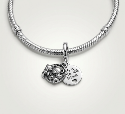 MariaFonte Charm Ciondolo Animaletti Amicizia Volpe Orsetto Scoiattolo Argento 925 Compatibile con Collane e Bracciali Pandora