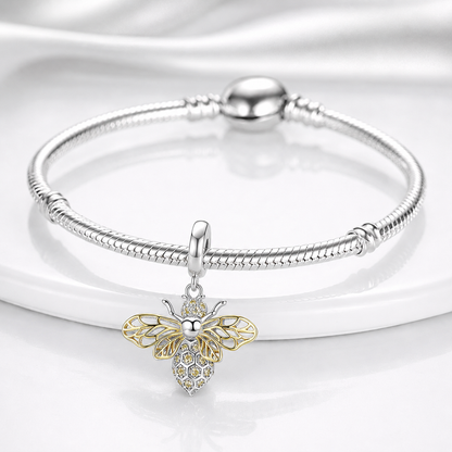 Maria Fonte Bead Charm Ciondolo a Forma di Ape Regina in Argento 925 Compatibile con Collane e Bracciali Pandora