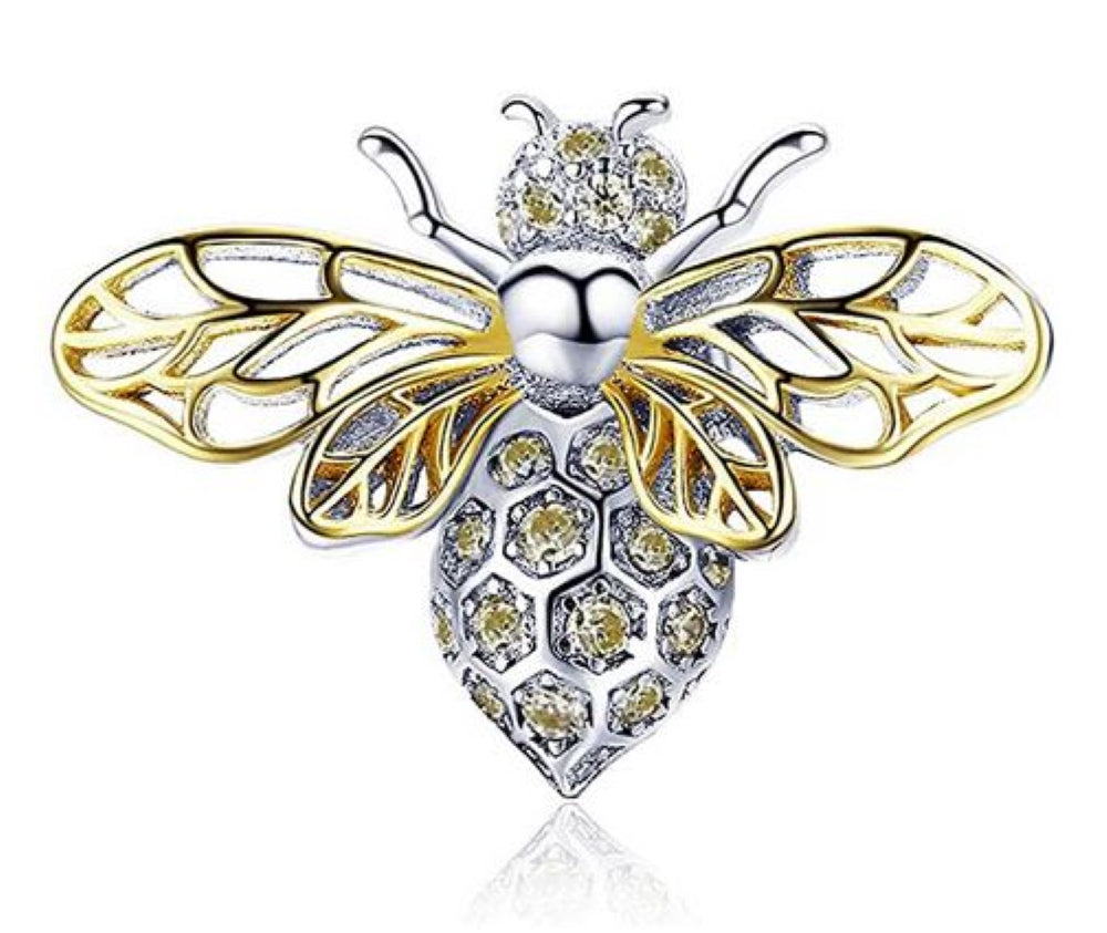 Maria Fonte Bead Charm Ciondolo a Forma di Ape Regina in Argento 925 Compatibile con Collane e Bracciali Pandora