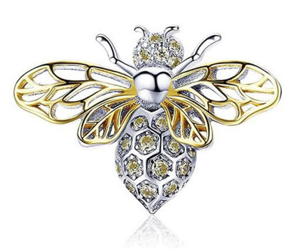 Maria Fonte Bead Charm Ciondolo a Forma di Ape Regina in Argento 925 Compatibile con Collane e Bracciali Pandora
