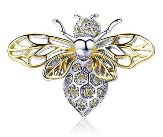 Maria Fonte Bead Charm Ciondolo a Forma di Ape Regina in Argento 925 Compatibile con Collane e Bracciali Pandora