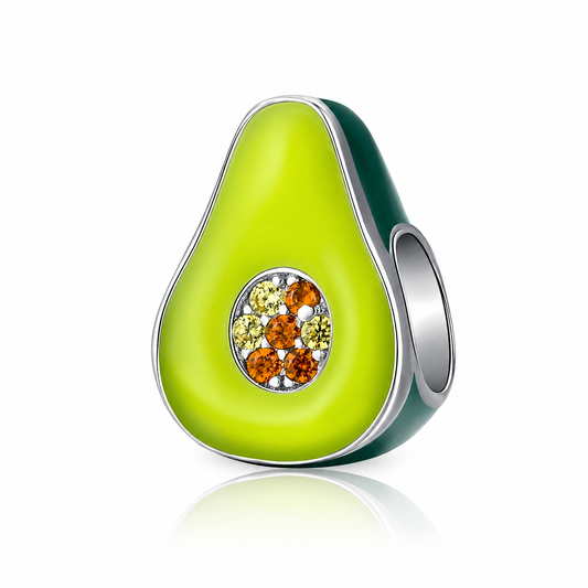 Maria Fonte Bead Charm Ciondolo Avocado Frutto della Passione in Argento 925 con Zirconia Compatibile con Collane e Bracciali Pandora