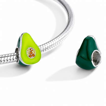 Maria Fonte Bead Charm Ciondolo Avocado Frutto della Passione in Argento 925 con Zirconia Compatibile con Collane e Bracciali Pandora