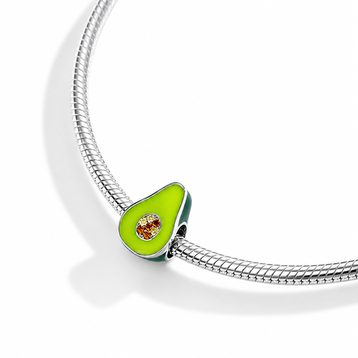 Maria Fonte Bead Charm Ciondolo Avocado Frutto della Passione in Argento 925 con Zirconia Compatibile con Collane e Bracciali Pandora