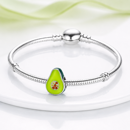 Maria Fonte Bead Charm Ciondolo Avocado Frutto della Passione in Argento 925 con Zirconia Compatibile con Collane e Bracciali Pandora
