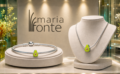 Maria Fonte Bead Charm Ciondolo Avocado Frutto della Passione in Argento 925 con Zirconia Compatibile con Collane e Bracciali Pandora