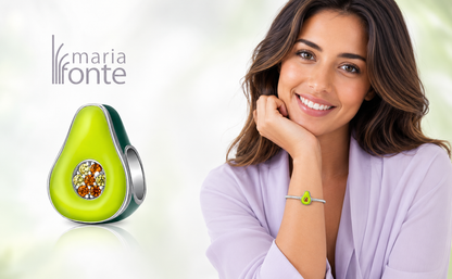 Maria Fonte Bead Charm Ciondolo Avocado Frutto della Passione in Argento 925 con Zirconia Compatibile con Collane e Bracciali Pandora