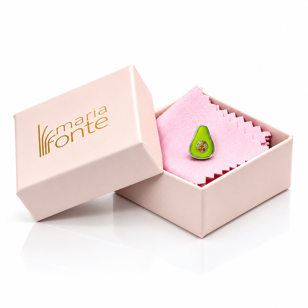 Maria Fonte Bead Charm Ciondolo Avocado Frutto della Passione in Argento 925 con Zirconia Compatibile con Collane e Bracciali Pandora
