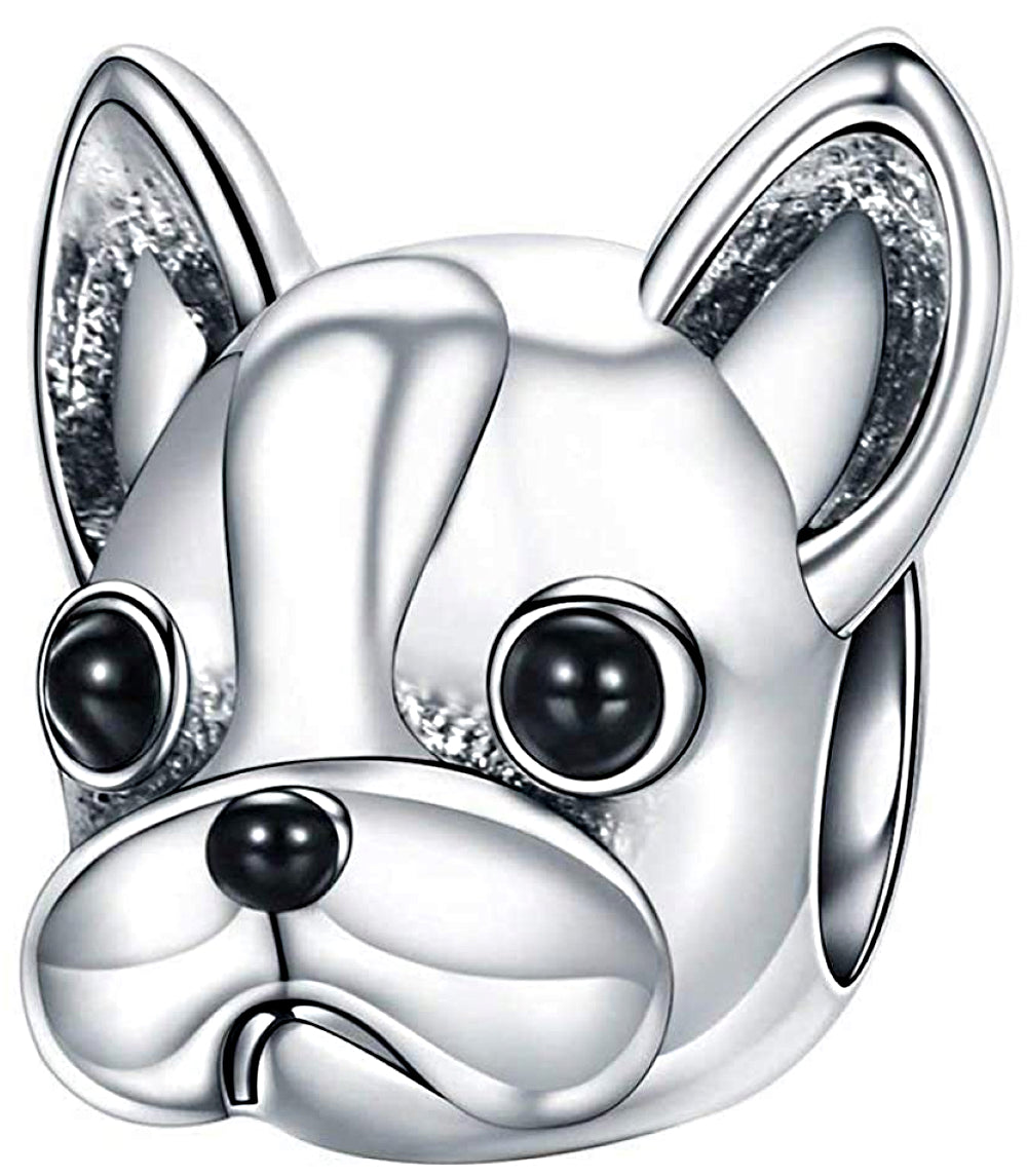 Maria Fonte Bead Charm Ciondolo a Forma di Bulldog Francese in Argento 925 Compatibile con Collane e Bracciali Pandora