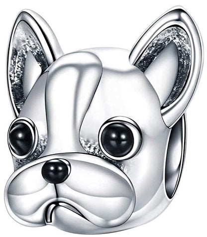 Maria Fonte Bead Charm Ciondolo a Forma di Bulldog Francese in Argento 925 Compatibile con Collane e Bracciali Pandora