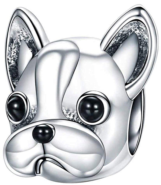 Maria Fonte Bead Charm Ciondolo a Forma di Bulldog Francese in Argento 925 Compatibile con Collane e Bracciali Pandora